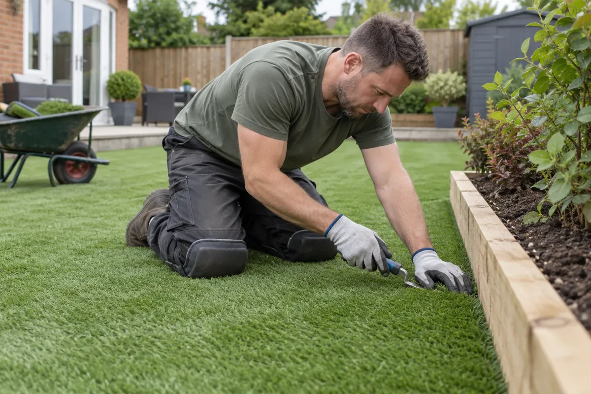 Artificial grass edging work
